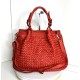 Elow Red Woven Leather Tote Bag