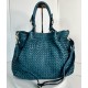 Elow Italian Crafted Teal Blue Leather Tote Bag