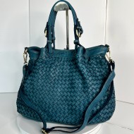 Elow Italian Crafted Teal Blue Leather Tote Bag