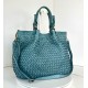 Elow Turquoise Woven Leather Tote Bag