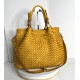 Elow Chic Yellow Woven Leather Tote Bag