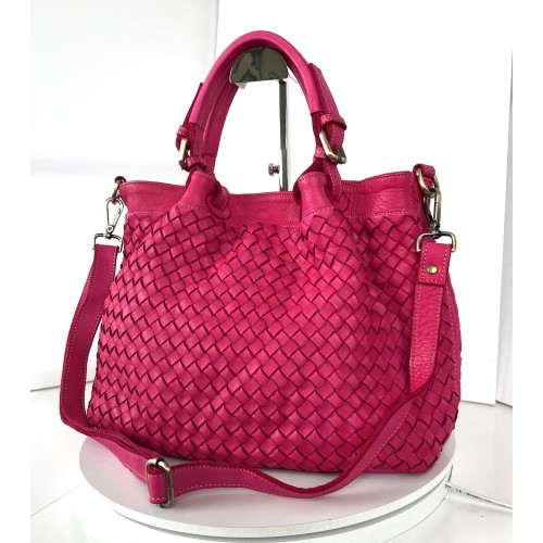 Elow Vibrant Fuchsia Leather Tote Bag