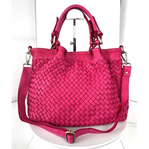 Elow Vibrant Fuchsia Leather Tote Bag