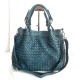 Elow Italian Crafted Teal Blue Leather Tote Bag