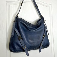 Blue Denim Leather Shoulder Handbag Elya