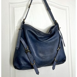 Blue Denim Leather Shoulder Handbag Elya