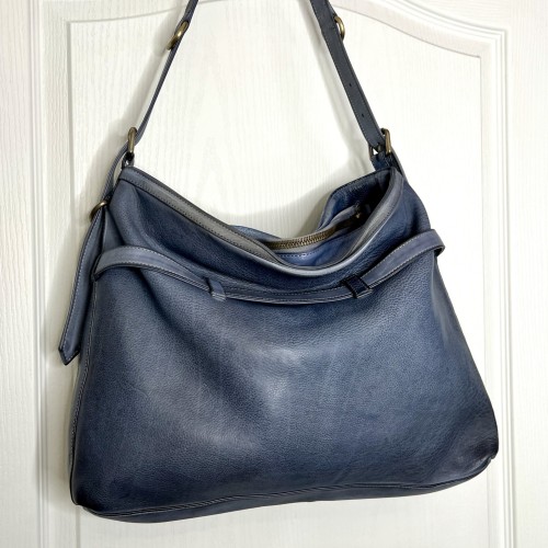 Blue Denim Leather Shoulder Handbag Elya