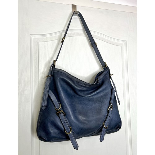 Blue Denim Leather Shoulder Handbag Elya