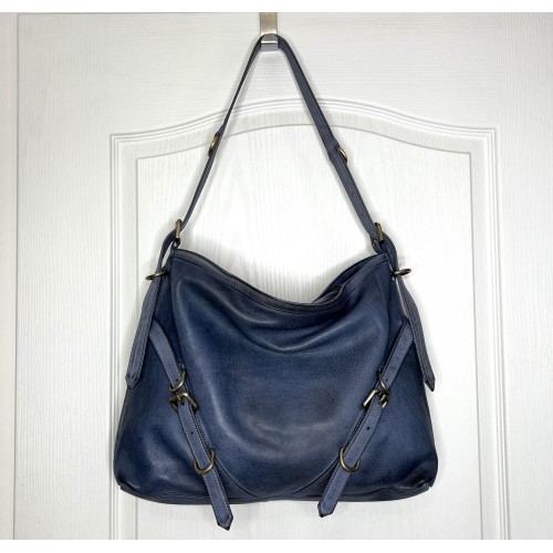 Blue Denim Leather Shoulder Handbag Elya
