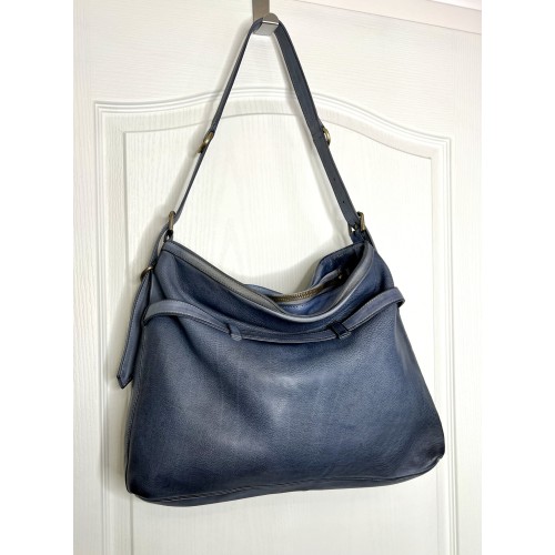Blue Denim Leather Shoulder Handbag Elya