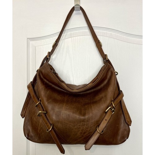 Brown Leather Shoulder Handbag Elya