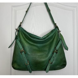Forest Green Leather Shoulder Handbag Elya