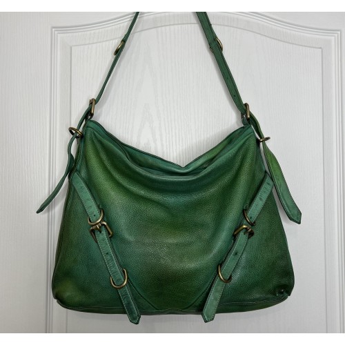 Forest Green Leather Shoulder Handbag Elya