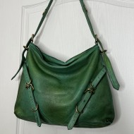 Forest Green Leather Shoulder Handbag Elya