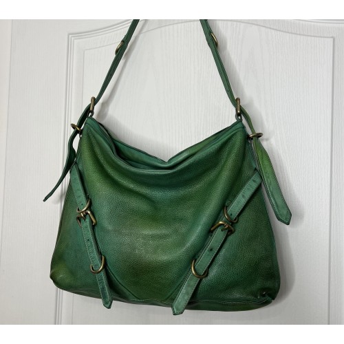 Forest Green Leather Shoulder Handbag Elya