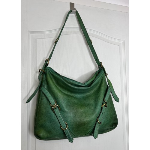 Forest Green Leather Shoulder Handbag Elya