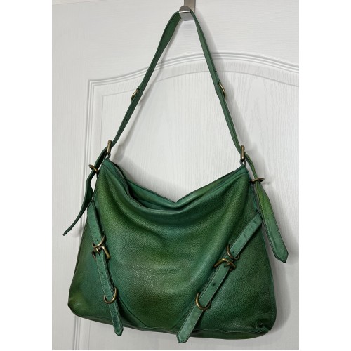 Forest Green Leather Shoulder Handbag Elya