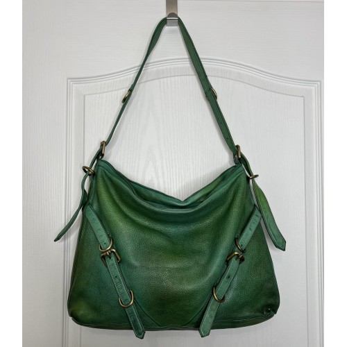 Forest Green Leather Shoulder Handbag Elya