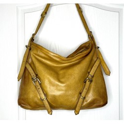 Yellow Leather Shoulder Handbag Elya