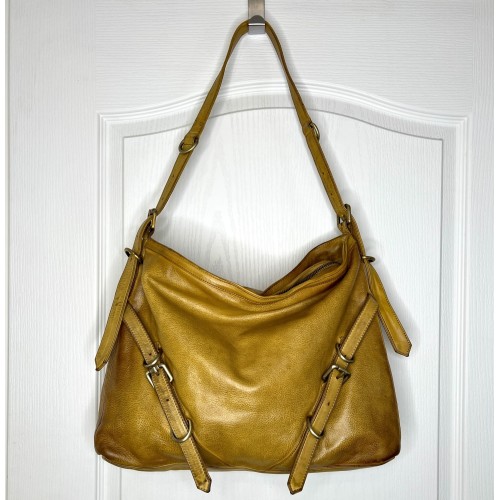 Yellow Leather Shoulder Handbag Elya
