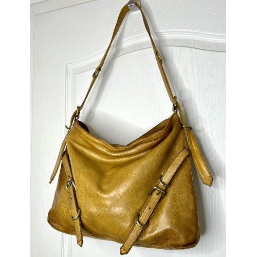 Yellow Leather Shoulder Handbag Elya