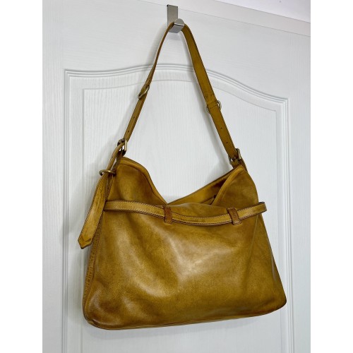 Yellow Leather Shoulder Handbag Elya