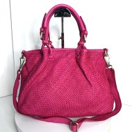 Fuchsia Woven Leather Handbag Elza
