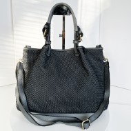 Grey Woven Leather Handbag Elza
