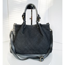 Grey Woven Leather Handbag Elza