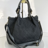 Grey Woven Leather Handbag Elza