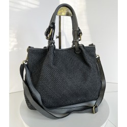 Grey Woven Leather Handbag Elza