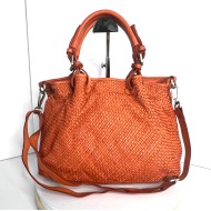 Orange Woven Leather Handbag Elza