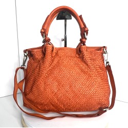 Orange Woven Leather Handbag Elza