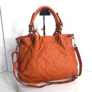 Orange Woven Leather Handbag Elza