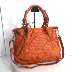 Orange Woven Leather Handbag Elza