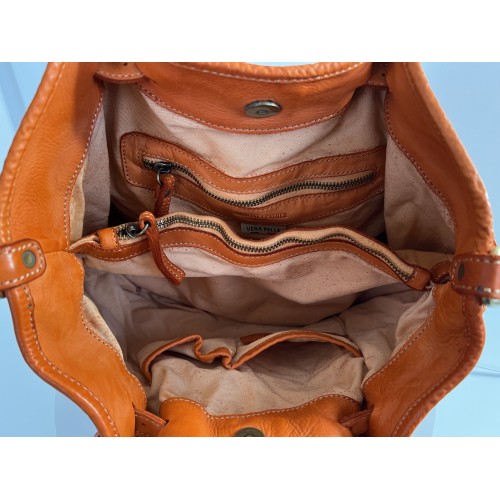 Orange Woven Leather Handbag Elza