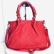 Red Woven Leather Handbag Elza