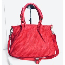 Red Woven Leather Handbag Elza