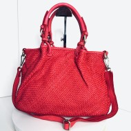 Red Woven Leather Handbag Elza