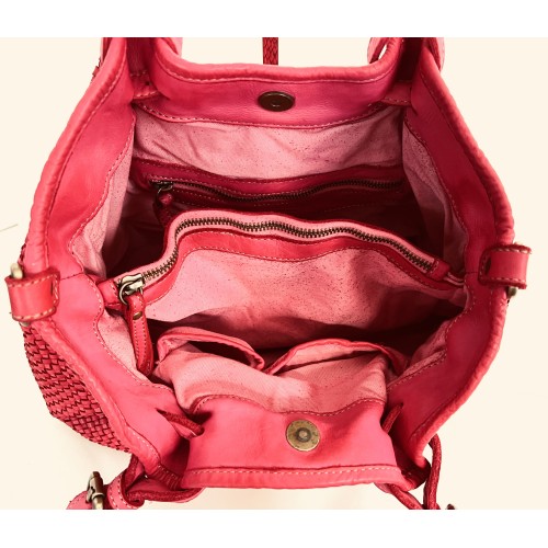 Red Woven Leather Handbag Elza