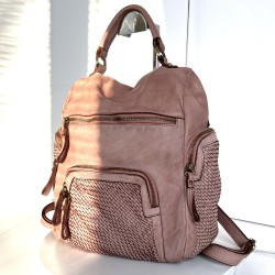 Vintage Baby-Pink Leather Backpack Jerry