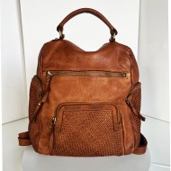 Vintage Cognac Leather Backpack Jerry