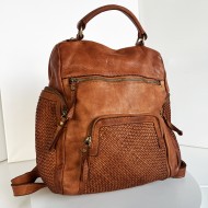 Vintage Cognac Leather Backpack Jerry