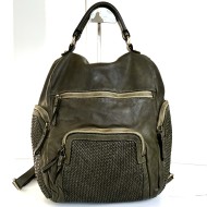 Military Green Leather Backpack Jerry