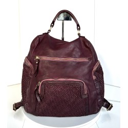 Aged Red-Wine Leather Backpack Jerry