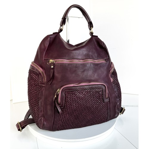Aged Red-Wine Leather Backpack Jerry