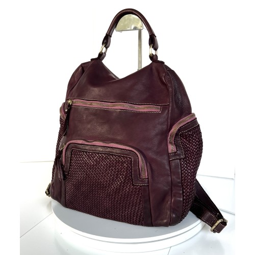 Aged Red-Wine Leather Backpack Jerry