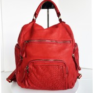 Red Distressed Leather Backpack Jerry