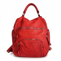 Jerry Red Washed Leather Backpack