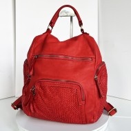 Red Distressed Leather Backpack Jerry